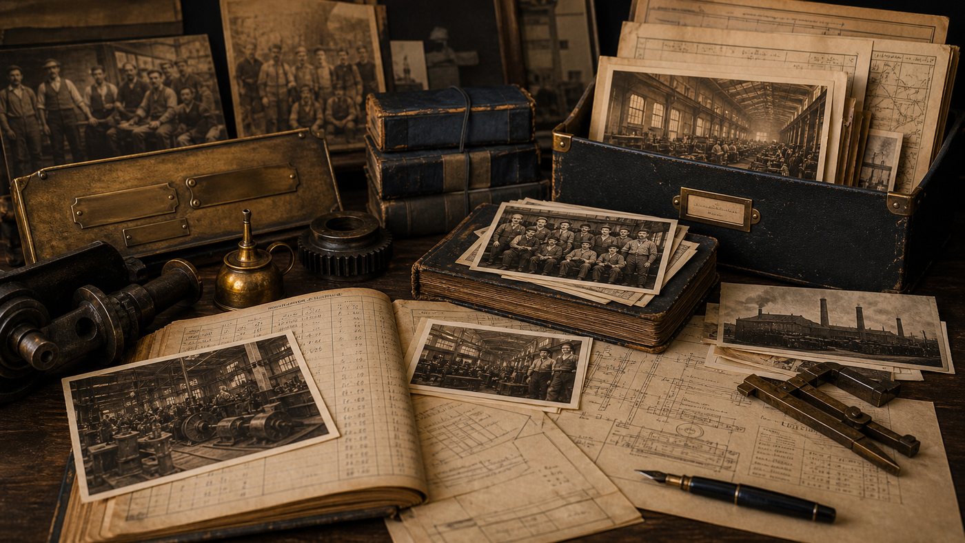 Commercial archive material showing working lives, trade records, ledgers and industrial heritage